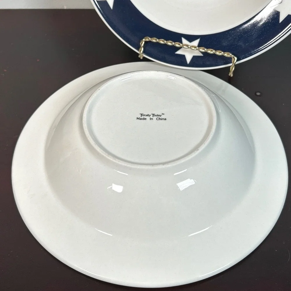Set of 2 Texas Flag Star Rim Soup Cereal Bowls Patriotic Lone Star Totally Today